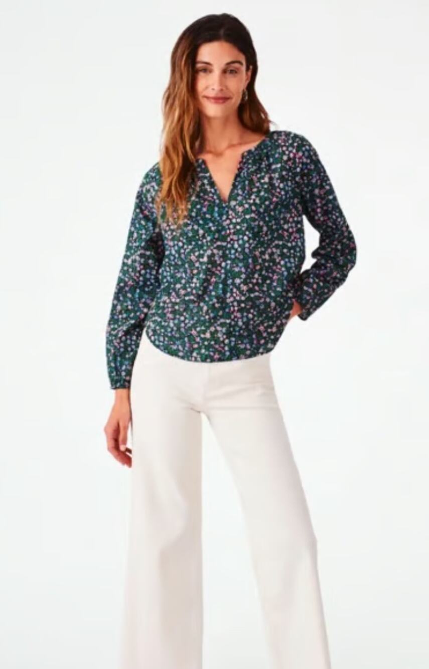Roller Rabbit Moonflower Floral Lucy Top Midnight New Womens Size Small